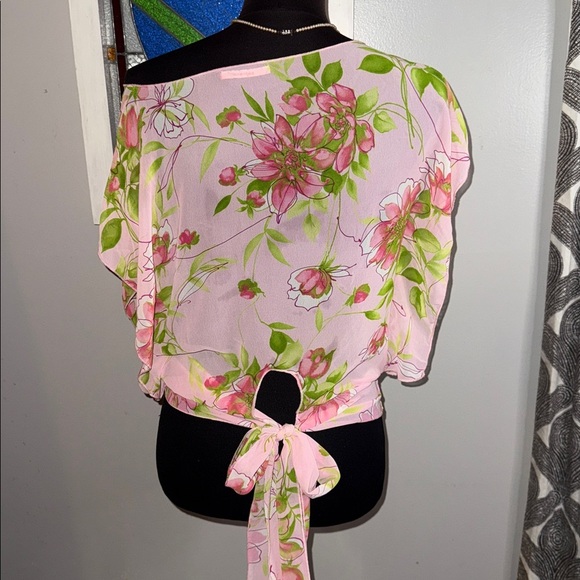 Soprano Vintage Y2K Off The Shoulder Silky Feel Floral Blouse SZ Small - Picture 4 of 8